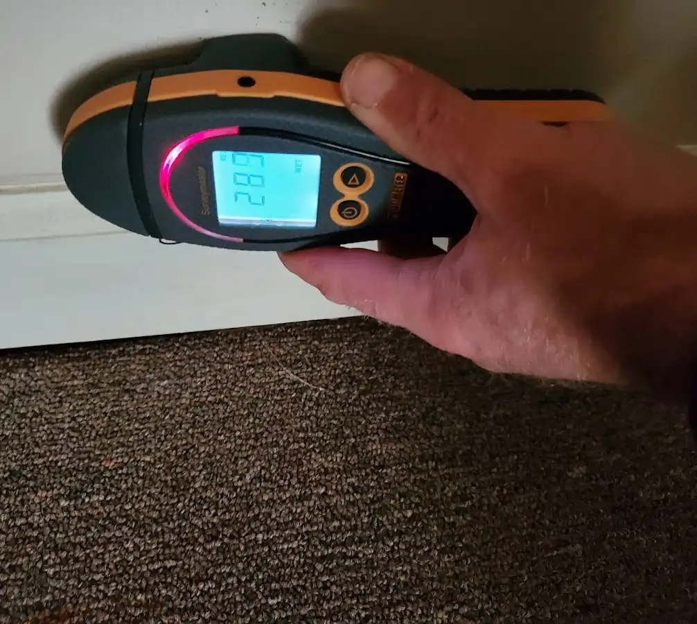 Moisture detection at baseboard during Sewage Cleanup & Sanitation in Napa